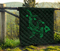 Hawaii Shark Green Polynesian Premium Quilt - Polynesian Pride