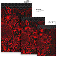 Niue Area Rugs Turtle Hibiscus Red - Polynesian Pride