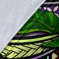 Kanaka Maoli (Hawaiian) Premium Blanket - Polynesian Turtle Colorful And Hibiscus - Polynesian Pride