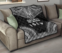 Society Islands Premium Quilt - Society Islands Flag Polynesian Chief Black Version - Polynesian Pride