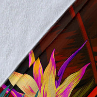 Papua New Guinea Polynesian Premium Blanket - Hibiscus and Banana Leaves - Polynesian Pride