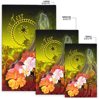 Custom Personalised Chuuk Area Rug - Humpback Whale with Tropical Flowers (Yellow) - Polynesian Pride