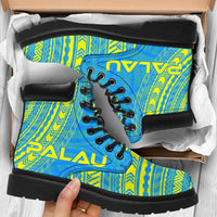 Palau Leather Boots - Polynesian Flag Chief Version - Polynesian Pride