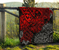 Guam Polynesian Premium Quilt - Red Turtle Flowing - Polynesian Pride