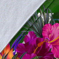 Palau Custom Personalised Premium Blanket White - Turtle Plumeria Banana Leaf Crest - Polynesian Pride