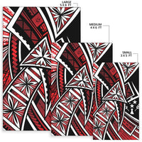 Kosrae Area Rug - Tribal Flower Special Pattern Red Color - Polynesian Pride