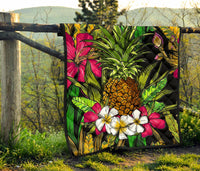 Hawaii Tropical Flowers Pineapple Premium Quilt - Polynesian Pride