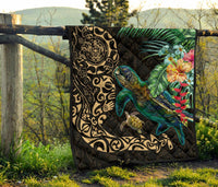 Tiki Polynesian Premium Quilt Turtle Hibiscus - Gold - Polynesian Pride