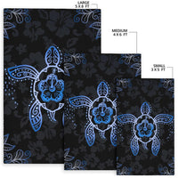 Hawaiian Golden Hibiscus And Turtle Area Rug AH - Polynesian Pride