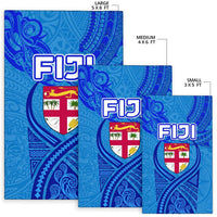 Blue Area Rug Fiji Rugby Polynesian Waves Style - Polynesian Pride