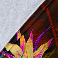 Papua New Guinea Polynesian Personalised Premium Blanket - Hibiscus and Banana Leaves - Polynesian Pride