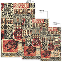 Hawaii Polynesian Area Rug - Hawaiian Style Tribal Fabric Patchwork - Polynesian Pride