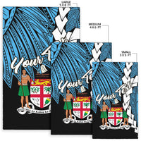 Fiji Polynesian Custom Personalised Area Rug - Tribal Wave Tattoo Flag Style - Polynesian Pride