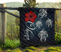Hawaii Ohana Turtle Hibiscus Galaxy Premium Quilt - Polynesian Pride