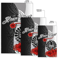 Tahiti Polynesian Custom Personalised Are Rug - Coat Of Arm With Hibiscus White - Polynesian Pride