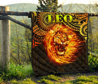 Sun In Leo Zodiac Premium Quilt Polynesian Tattoo Unique Vibes - Polynesian Pride