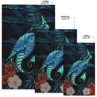 Hawaii Polynesian Honu Sea Hibiscus Rug - Polynesian Pride