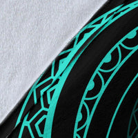 Hawaii Coat Of Arms Premium Blanket - Turquoise - Frida Style - Polynesian Pride