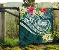 FSM Polynesian Premium Quilt - Summer Plumeria (Turquoise) - Polynesian Pride