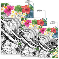Polynesian Samoa Area Rug - Summer Plumeria (White) - Polynesian Pride