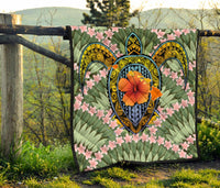 Hawaii Turtle Map Plumeria Hawaiian Tropical Premium Quilt - Candy Style - AH - Polynesian Pride