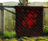 Hawaii Turtle Hibicus Map Premium Quilt - Red - Polynesian Pride