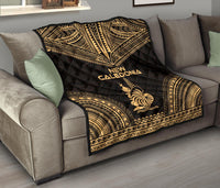 New Caledonia Premium Quilt - New Caledonia Coat Of Arms Polynesian Chief Gold Version - Polynesian Pride