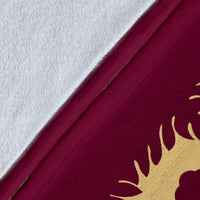 Hawaii Premium Blanket - Hawaiian Quilt Plumeria Medallion Burgundy - AH - Polynesian Pride