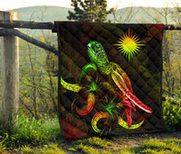 Marshall Islands Polynesian Premium Quilt - Turtle With Blooming Hibiscus Reggae - Polynesian Pride