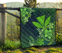 Hawaii Premium Quilt - Green Kanaka Maoli Hibiscus Style - Polynesian Pride