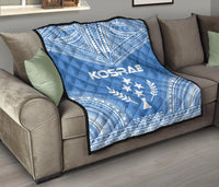 Kosrae Premium Quilt - Kosrae Flag Polynesian Chief Bluecs Version - Polynesian Pride