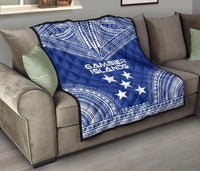 Gambier Islands Premium Quilt - Gambier Islands Flag Polynesian Chief lueag Version - Polynesian Pride