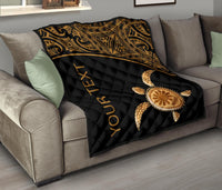 Polynesian Custom Personalised Premium Quilt - Gold Turtle Curver Style - Polynesian Pride