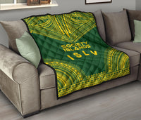 Society Islands Premium Quilt - Society Islands Flag Polynesian Chief Green Version - Polynesian Pride