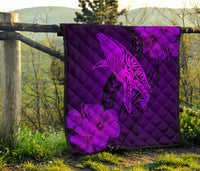 Hawaii Whale Swim Poly Purple Premium Quilt - Polynesian Pride