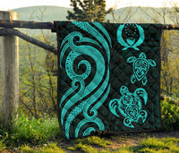 Pohnpei Premium Quilt - Turquoise Tentacle Turtle - Polynesian Pride
