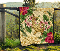 Hawaii Premium Quilt - Hammerhead Shark Premium Quilt Strong Pattern Hibiscus Plumeria AH - Polynesian Pride
