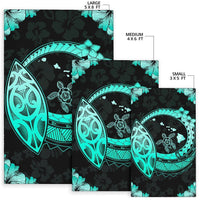 Hawaii Turtle Hibiscus Corner Map Polynesian Area Rug AH - Polynesian Pride