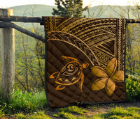 Hawaii Quilt - Hawaii Turtle Plumeria Quilt Brown - Polynesian Pride