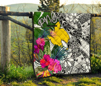 Papua New Guinea Premium Quilt White - Turtle Plumeria Banana Leaf - Polynesian Pride