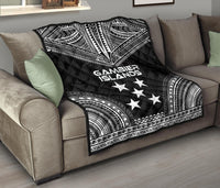 Gambier Islands Premium Quilt - Gambier Islands Flag Polynesian Chief Black Version - Polynesian Pride
