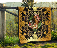 Hawaii Polynesian Premium Quilt - Hawaiian Dancing Girl Gold - Polynesian Pride