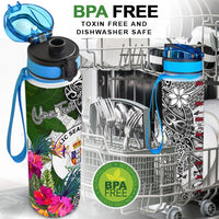 Niue Custom Personalised Hydro Tracking Bottle White - Turtle Plumeria Banana Leaf - Polynesian Pride