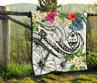 Guam Polynesian Premium Quilt - Summer Plumeria (White) - Polynesian Pride