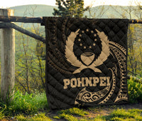 Pohnpei Micronesia Premium Quilt - Gold Tribal Wave - Polynesian Pride