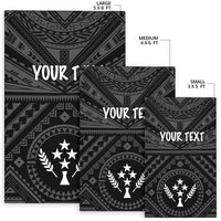 Kosrae Personalised Area Rug - Kosrae Flag In Polynesian Tattoo Style (Black) - Polynesian Pride