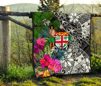 Fiji Premium Quilt - Turtle Plumeria Banana Leaf Crest - Polynesian Pride