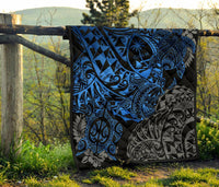 Guam Polynesian Premium Quilt - Blue Turtle Flowing - Polynesian Pride