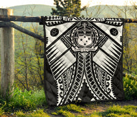Samoa Polynesian Premium Quilt - Samoa White Seal with Polynesian Tattoo - Polynesian Pride
