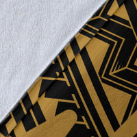 Pohnpei Personalised Premium Blanket - Pohnpei Seal In Heartbeat Patterns Style (Gold) - Polynesian Pride